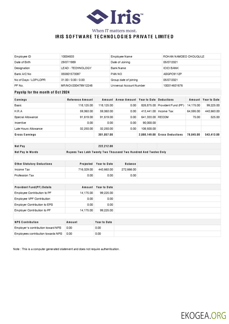Modèle de fiche de paie Iris Software Technologies aux formats Word et PDF.pdf, 1